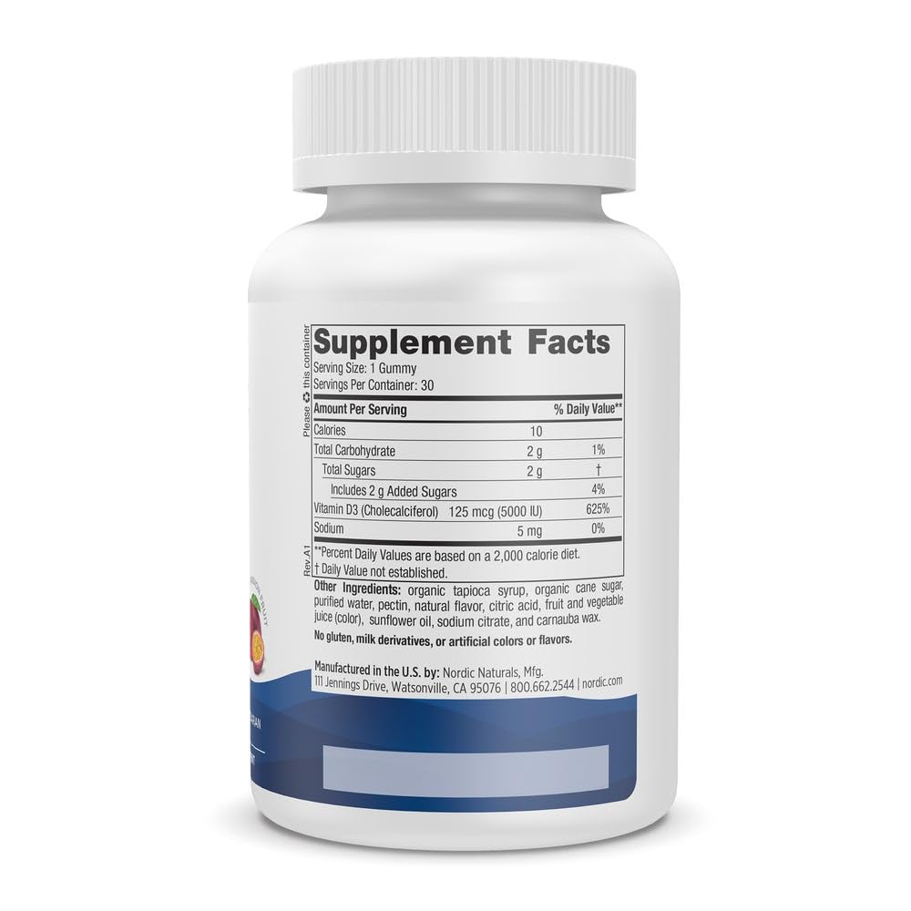 Nordic Vitamin D3 5000 IU Gummies, Bones Mood Immune Support - 30 Count — Amazon image 2