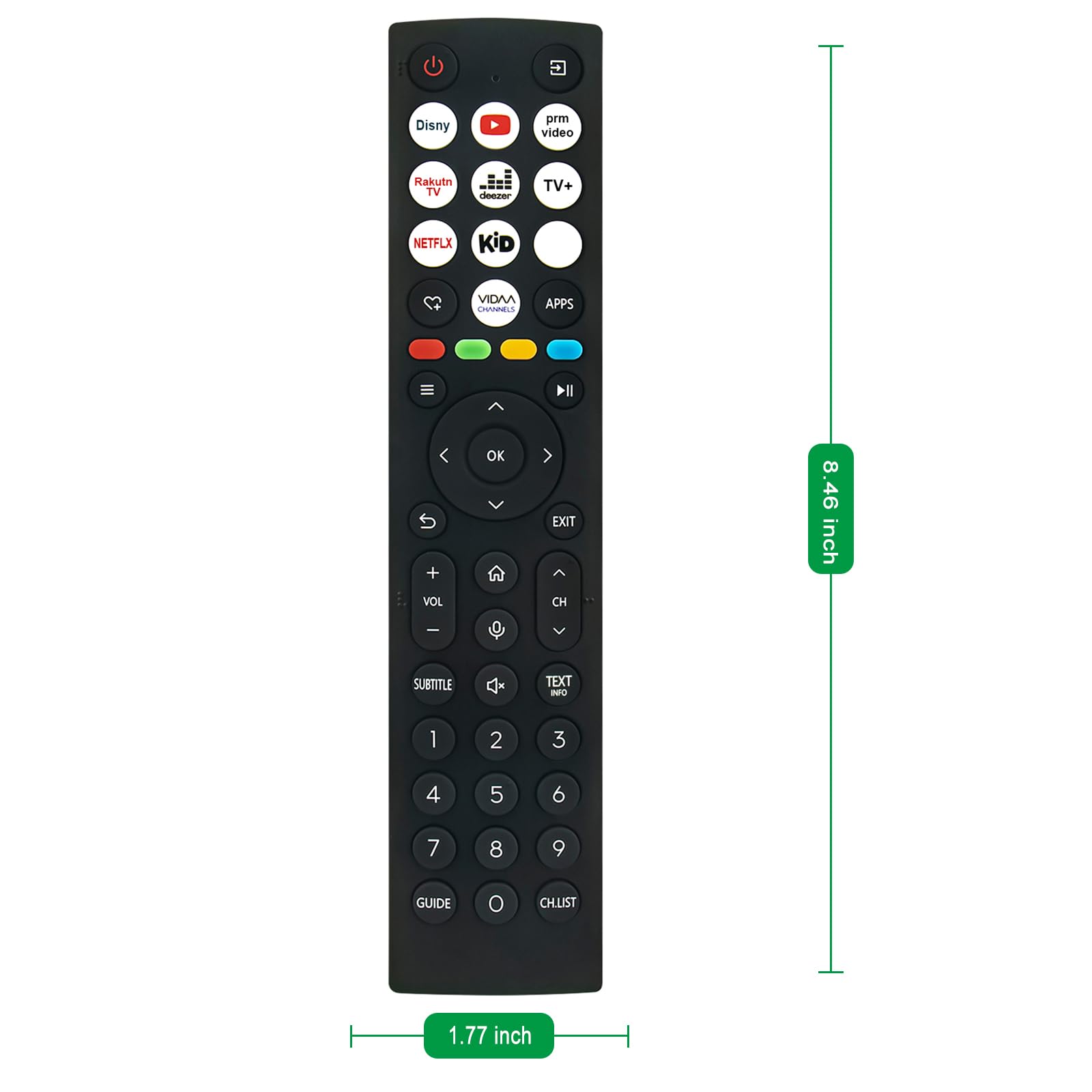 EN2Q36H Telecomando universale Adatto per Hisense VIDAA 4K HDTV FHD QLED LCD LED Smart TVs 32A4K, 32A5KQ,40A4K,40A5KQ,40E43KT,120L9HA,100L9HD,120L5HA,32E53KQT,40E53KQT