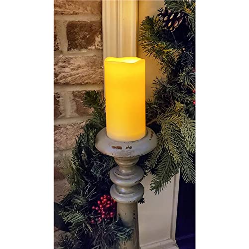 Image of 6'' Outdoor Battery Operated Flameless Candles 2 Pack Flicking Pillar LED Candles with Timer Waterproof Plastic Electric Decorative Lights for Lantern Patio Garden Home Decor Party Wedding