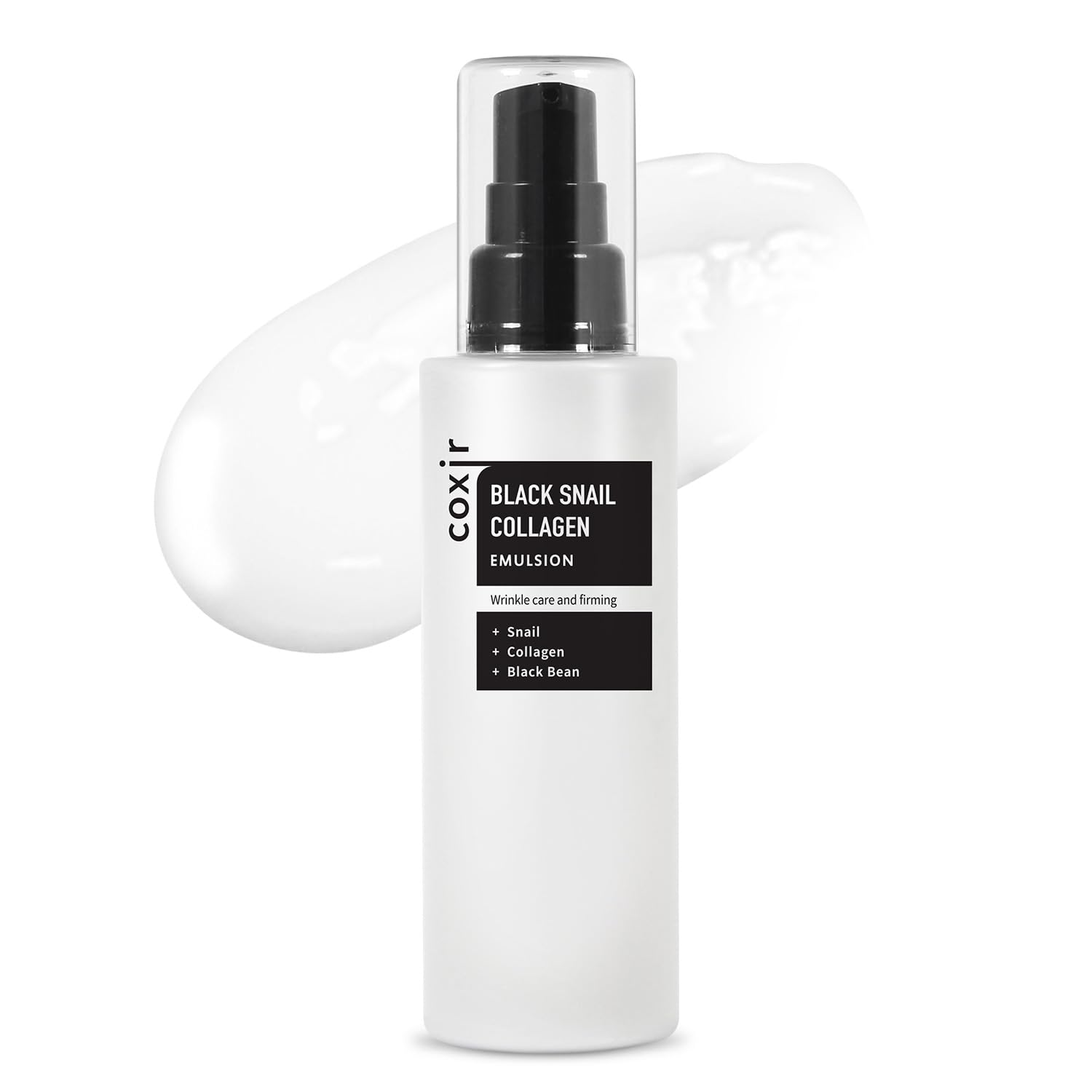 coxir BLACK SNAIL COLLAGEN EMULSION | Black Rice, Snail Mucin, Collagen, Hyaluronic Acid | Lightweight Face Moisturizer | Firming, Nourishing, Korean Skin Care [100ml/3.38 fl.oz]