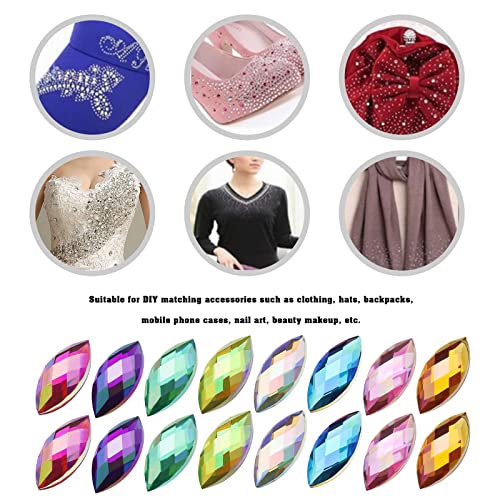 OTOTEC 500Pcs Acrylic Sew On Rhinestones AB Decorative Crystal Horse Eye Shape Rhinestones Decoration for DIY Making Crafts Scrapbooks Clothing Phones Colourful - Image 3