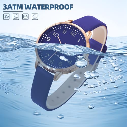 IBSO Women Watches Leather Mesh Strap Round Case Analog Fashion Ladies Wrist Watches (0023 Blue) by IBSO - Used condition - Image 4