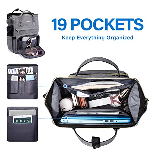 Lovevook Laptop Backpack Women Teacher Backpack Nurse Bags, 15.6 Inch Womens Work Backpack Purse Waterproof Anti-Theft Travel Back Pack With Usb Charging Port (Grey) #TOP1