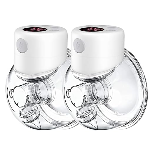 kmaier Breast Pump, Wearable Breast Pump, Hands Free Breast Pump, Electric Breast Pump 2 Mode & 9 Levels, 24mm Flange, 2 Pack
