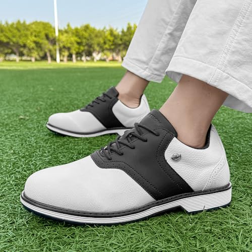 Image of THESTRON Men Golf Shoes Waterproof Professional Golf Footwears Spikes Spikeless Golf Walking Sneakers Turf Sports Golf Training Sneakers for Men