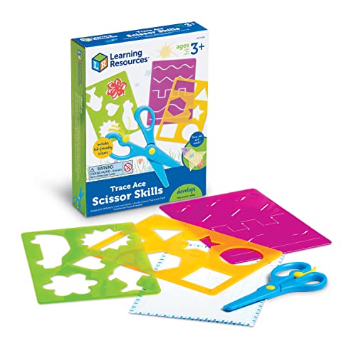 Image of Learning Resources Trace Ace Scissor Skills Set - 7 Pieces, Ages 3+ Toddler Learning Supplies, Homeschool and Classroom Activities, Fine Motor Tools for Toddlers