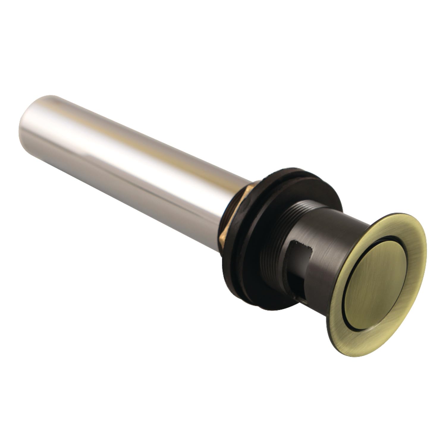 Kingston Brass KB8103 dopasowany odpływ push pop-up z przelewem, antyczny mosiądz