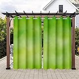 Surwin 2 Stück 3D Bunt Outdoor Vorhang Wetterfest, Verdunklungsvorhänge mit Ösen,Balkon Sichtschutz,Vorhänge Blickdicht,Outdoor Vorhang für Balkon Terrasse Pergola (grün,106x160cm)