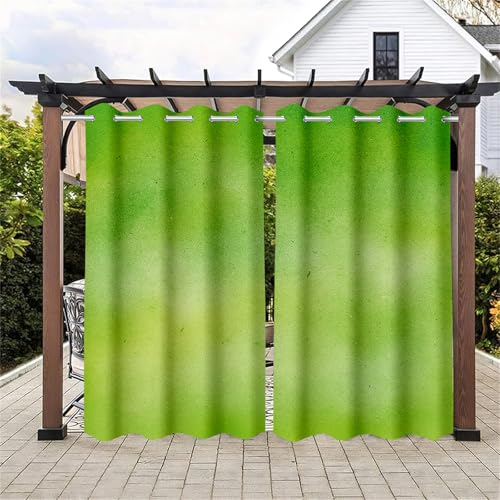 Surwin 2 Stück 3D Bunt Outdoor Vorhang Wetterfest, Verdunklungsvorhänge mit Ösen,Balkon Sichtschutz,Vorhänge Blickdicht,Outdoor Vorhang für Balkon Terrasse Pergola (grün,106x160cm)