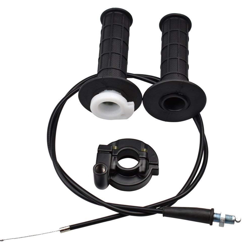 Chanoc 7/8" 22mm Twist Throttle Accelerator Handle Grips and Cable Set Compatible with 50cc 70cc 90cc 110cc 125cc 150cc 200cc 250cc Mini Bike ATV Quad