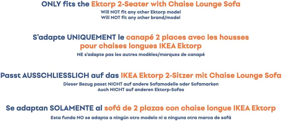 Comfort Works Custom Ektorp Sofa Cover, Replacement Slipcover Compatible with IKEA Ektorp 2-Seater Sofa with Chaise, Ektorp Sofa Cover with Chaise