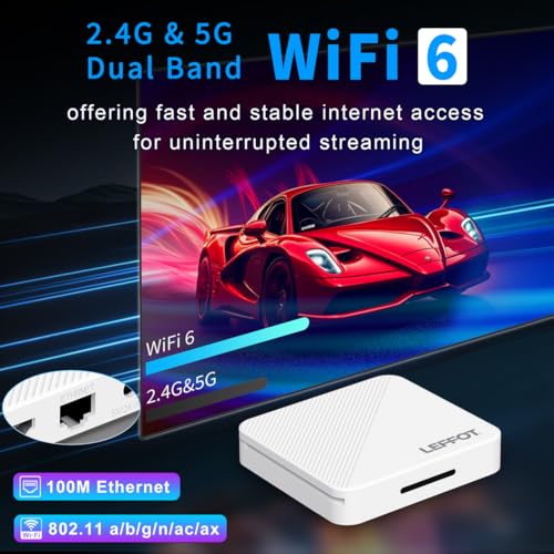 Image of Android 14.0 TV Box 2025, LEFFOT H313 4K Ultra HD Streaming Device for TV | 2GB RAM + 16GB ROM, Smart TV Box with Voice Remote, BT 5.4, USB 3.0, HDR 10, 2.4G & 5G WiFi 6