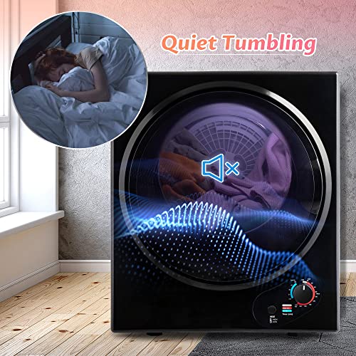 Electric Compact Laundry Portable Clothes Dryer Machine, With Stainless Steel Drum And Built-In Filter, 5 Drying Modes, Easy Knob Control, For Apartments Dormitory Rvs, Wall Mount Kit Included, Black #TOP5