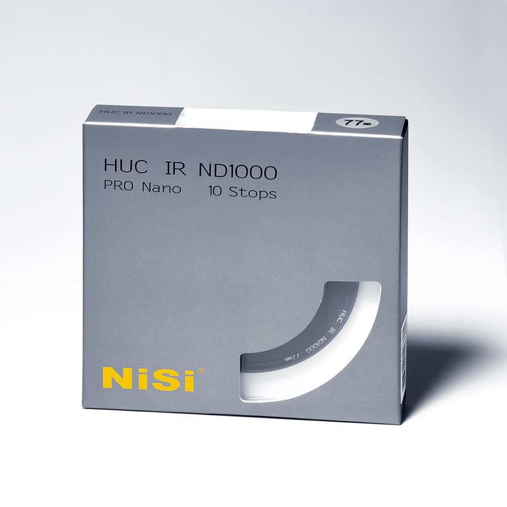 NiSi 82 mm okrągły HUC PRO Nano IR ND1000 | 10-stopniowy filtr obiektywu aparatu o neutralnej gęstości, szkło optyczne, powłoka nano, redukcja IR, wąska aluminiowa rama, długa ekspozycja i fotografia