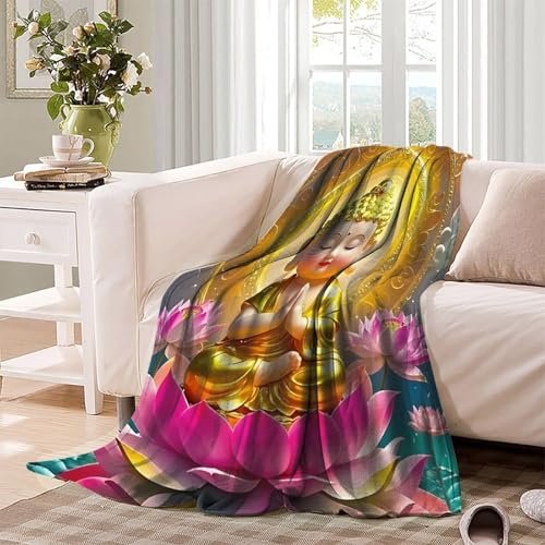 Couverture Bouddha 3D en microfibre 150x200cm pour lit et canapé - 4
