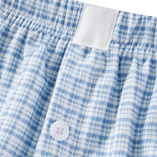 Image of Y2k Plaid Shorts Cute Baggy Ginghem Boxer Shorts for Women Checked Lounge Pajama Bottom Preppy Sleep Pj Shorts