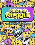  Cahier de Musique avec Portée et Carreaux: Carnet de Partitions  Seyes Grands Carreaux et 12 portées par page pour Solfège et chant - grand format a4 Couverture Moderne