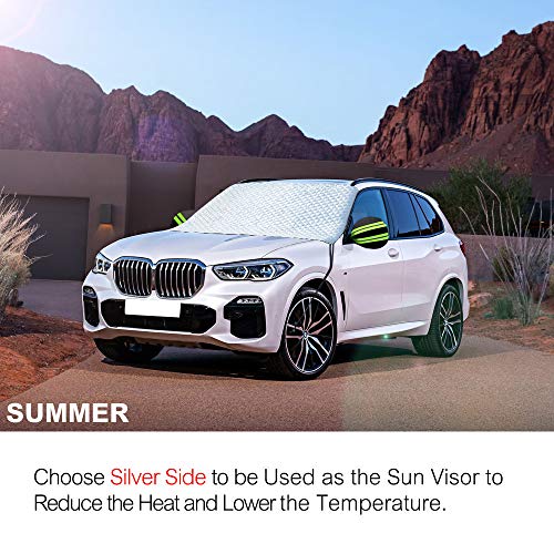 Fedciory Car Windshield Snow Cover,4-Layer Protection&Double Side Design,Snow, Ice, Frost,UV Full Protection,Extra Large & Thick for Most Vehicle(88"x50") - Thumbnail 5