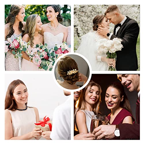 Dazzhues 6 Pcs Leaf Hair Combs Wedding Hair Comb Clips Gold Rhinestone Side Comb Wedding Headpiece Hair Accessories For Women Girls Bride Bridesmaid(3 Different Size) #TOP5