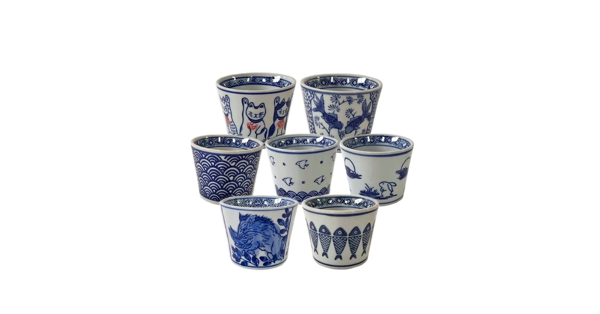 Amazon | そば猪口 和柄 陶器 シンプル 和風 お蕎麦 青海波 月