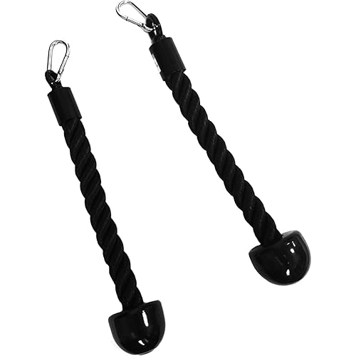 Total Gym Triceps Rope, Heavy-Duty Nylon Cable Attachments with Carabiners for Triceps Extensions, Rows, Pullovers & Core Work, Set of 2