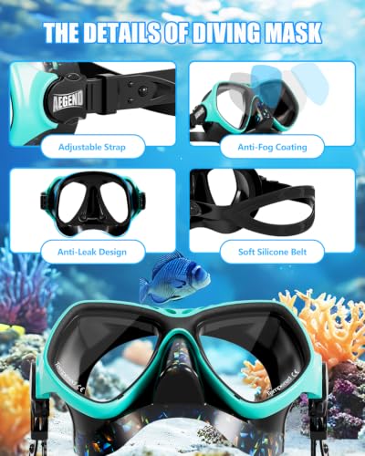 Equipo de Snorkel Aegend para Adultos con Máscara Colorida, Snorkel Seco y Bolsa de Malla miniatura 3