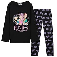 KPop Demon Hunters 2 Pc Pajamas Girls Teens 5–14 Yrs Officially Licensed T Shirt PJ Pants Huntrix Saja Boys Gifts for Girls (7-8 Years, Black Huntrix)