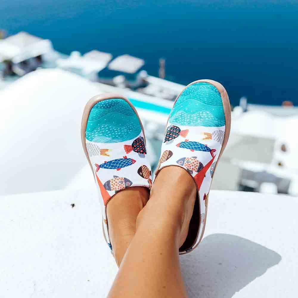 UIN Slipper Woman Travel Art Painted Shoes Wide Toe Casual Home Slip On Mules Malaga
