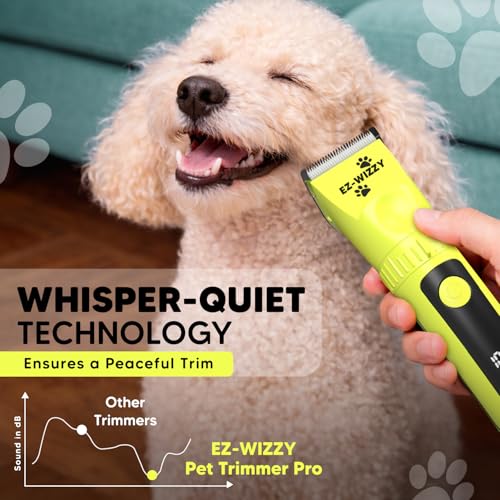 Image of LetsShave EZ-WIZZY Pet Trimmer Pro for Dogs & Cats | Quiet Grooming Clippers | Ceramic Blades | 5-Level Adjustable Blade + 4 Combs | Cordless & Corded | 180 Min Runtime | LED Display | USB-C Charging