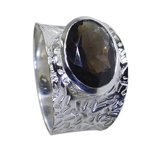 Bague quartz fumé ovale en argent 925 massif et serti clos d'exception