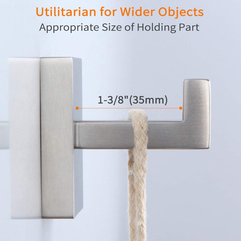 Bathroom Towel Hook Brushed Nickel, Angle Simple SUS304 Stainless Steel Hand Towel Rack, Square Coat Robe Hook, Wall Mount - - 
