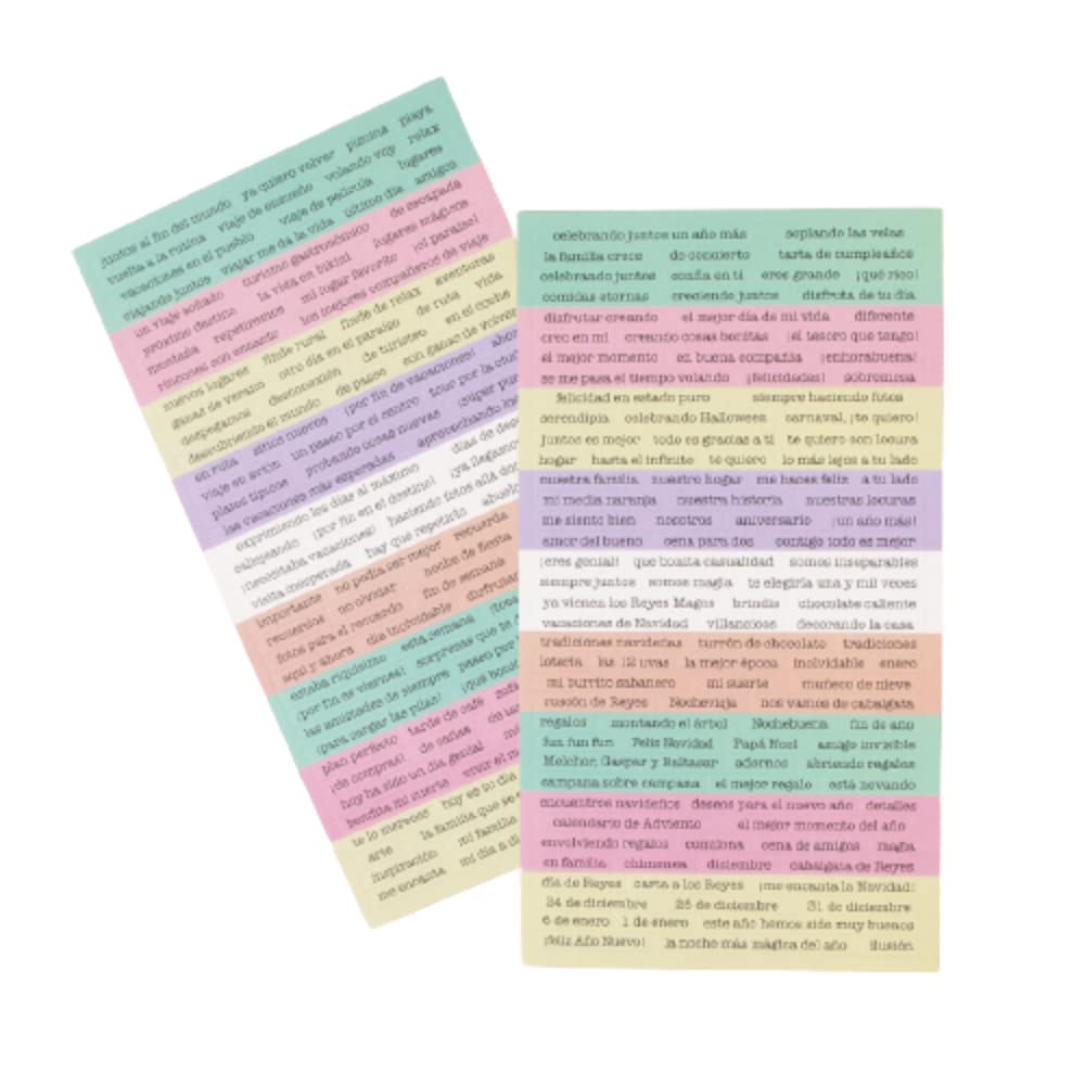 Craftelier - Set of Stickers with Different Words and Sentiments in Spanish | Perfect Accessory to Add to Card Projects, Scrapbooking and Other Crafts | Includes 238 Pieces