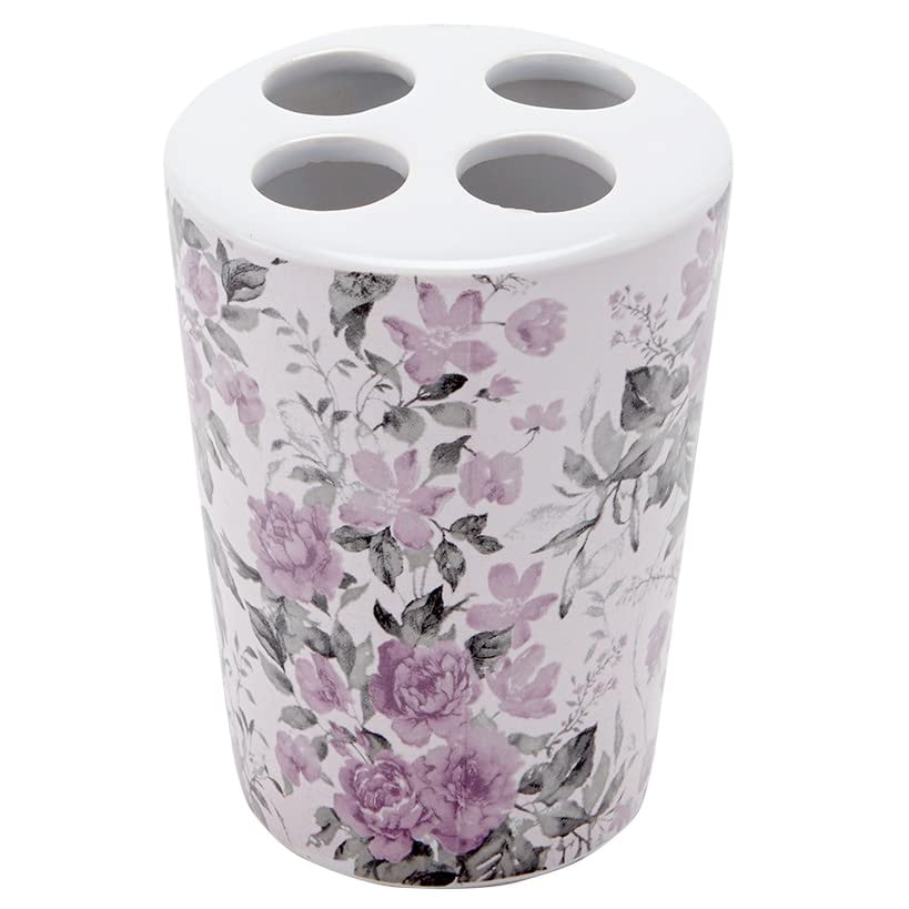 The Lakeside Collection Birmingham Floral Toothbrush Holder - Decorative Toothbrush Holder with Vibrant Floral Pattern