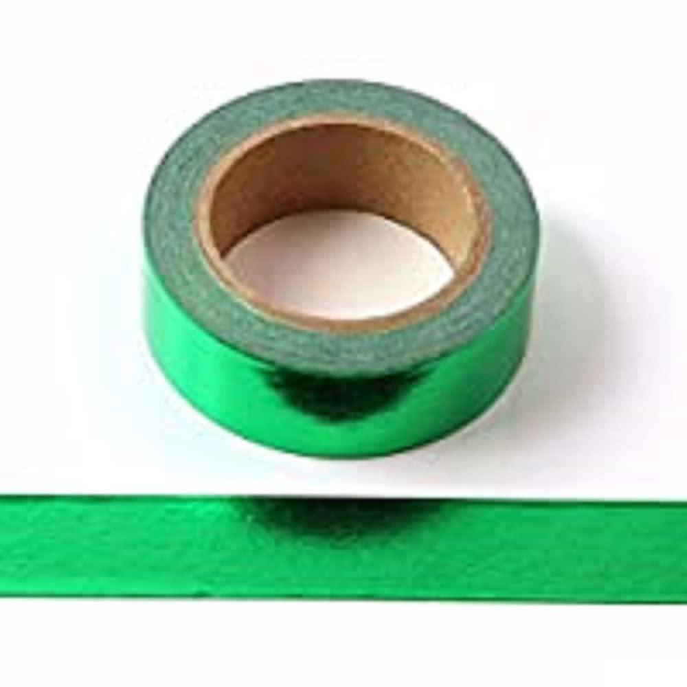 Syntego Green Solid Foil Washi Tape Decorative Self Adhesive Masking Tape 15Mm X 10 Meters (Green)