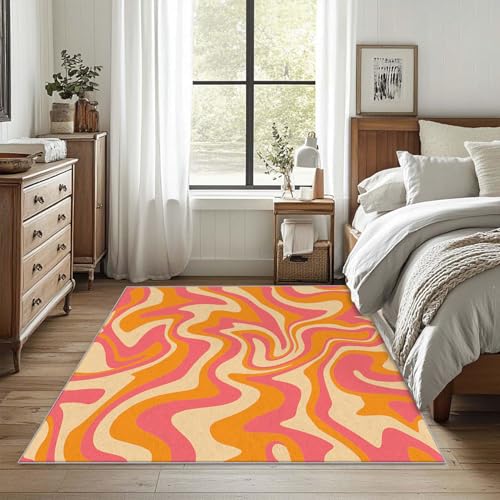 Tapete Retro Orange 91x61 cm Bajo Pelo Antideslizante miniatura 3