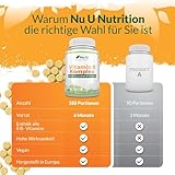 Vitamin B Komplex - 180 Vegan Tabletten - Alle 8 B Vitamine in einer Tablette - 6 Monate - Vitamine B1, B2, B3, B5, B6, B12, Biotin & Folsäure - Nahrungsergänzungsmittel von Nu U Nutrition