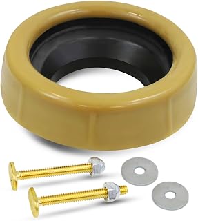 Toilet Wax Ring Gasket with Flange for Toilet Bowl Waste Lines, Odor, and Watertight Seal (with Brass Bolts)