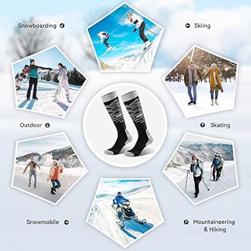 Ski Socks Mens Womens 2 Pack Thick Otc Breathable Non-Slip Cuff Skiing Socks For Cold Weather Winter Socks (Blue+Red,M) #TOP3