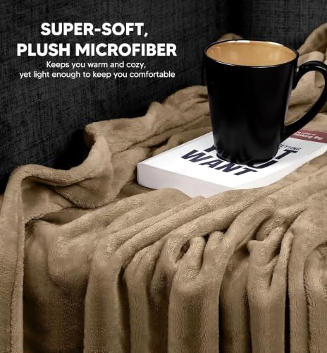 Image of SANMARINO Premium Solid Flannel Blanket for Single Bed | Super Soft Touch Plush Fleece Blanket | All Season Lightweight Yet Cozy Blanket for Bed,Sofa,Couch, Travel & Camping | 152 x228 cm (Beige)