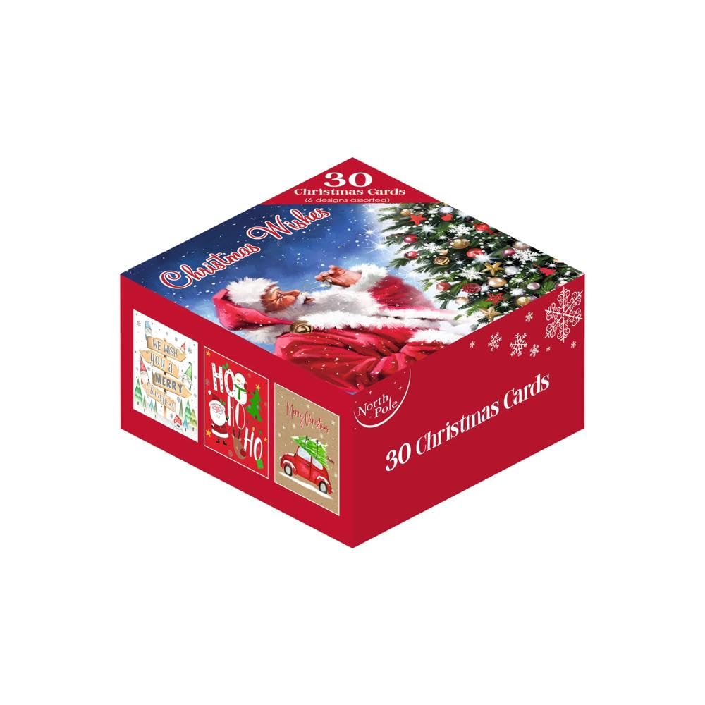 Eurowrap Assorted Christmas Cards with Envelopes Bulk Box, Mixed Cute and Traditional Xmas Greeting Card Designs