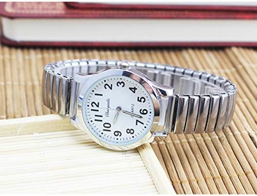 Nextstart Women Watches Flexible Elastic Strap Fashion Simple Large Digital Stainless Steel Quartz Wristwatches, silver, Digital - Image 4