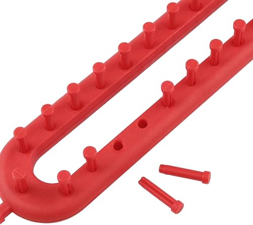Miniatura 3 de AYLIFU Telares de tejer rectangulares con gancho y aguja de hilo para niños, bufanda para niños, telar para tejer, 10.2 in (rojo)