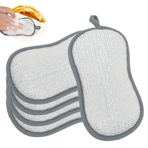 Image of Multifunctional Double Wire Dishwashing Rags, 2026 New Multipurpose Sponge, Durable Cleaning Cloth for Home Kitchen,Dish Sponge for Kitchen Cleaning, Reusable Cleaning Pad for Families (5)