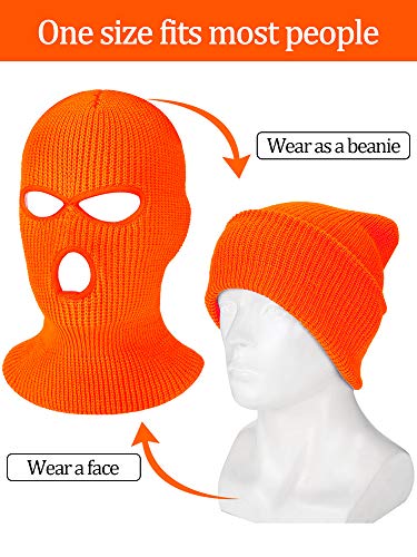 Image of SATINIOR 3 Holes Ski Mask Full Face Cover Outdoor Balaclava Winter Knitted Neck Gaiter for Halloween Sports Cycling