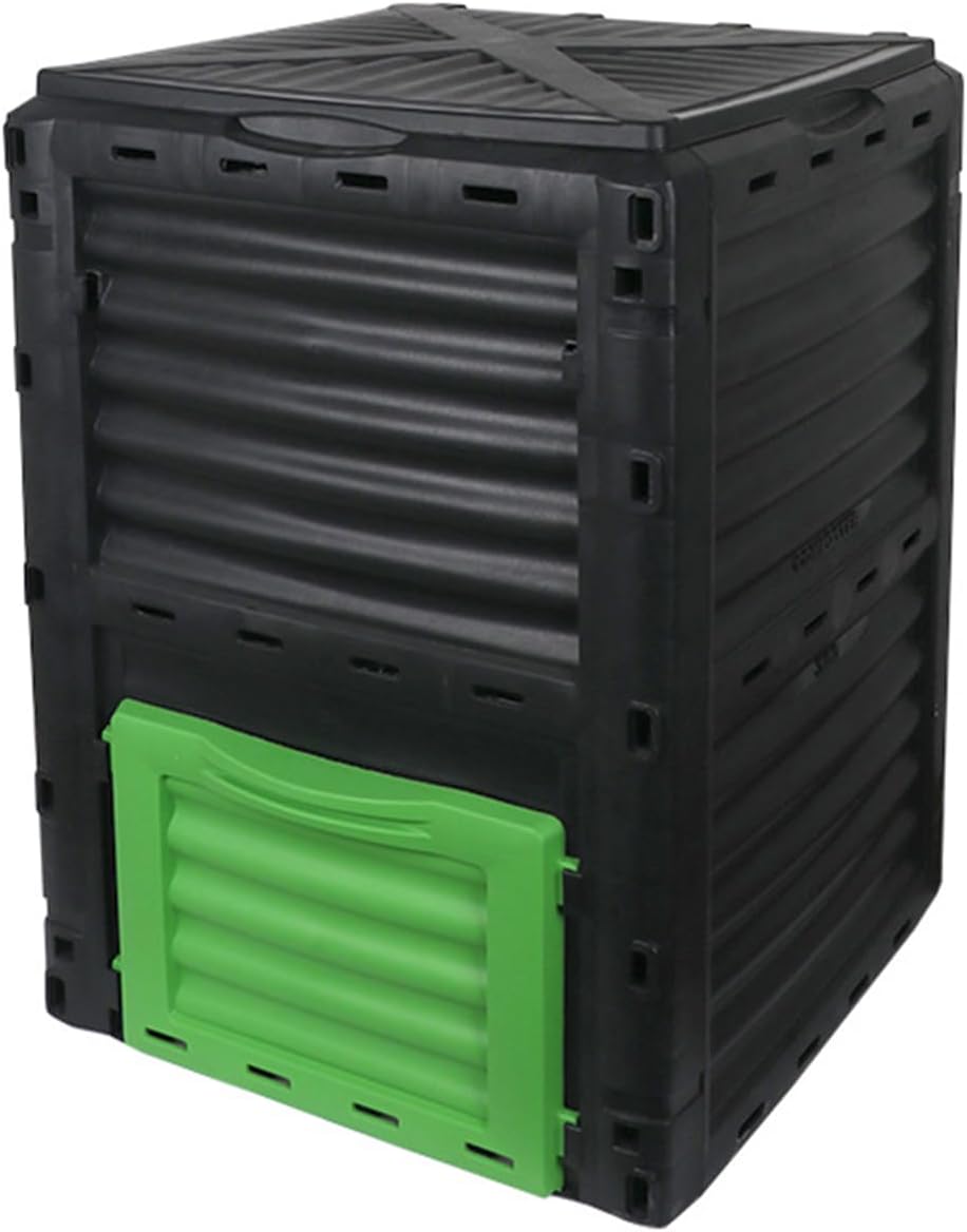 Compost Bin Outdoor, 80 Gallon Garden Compost Container with Top Lid and Bottom Door, Aerating Waste Barrel for Yard and Garden Fertilizer