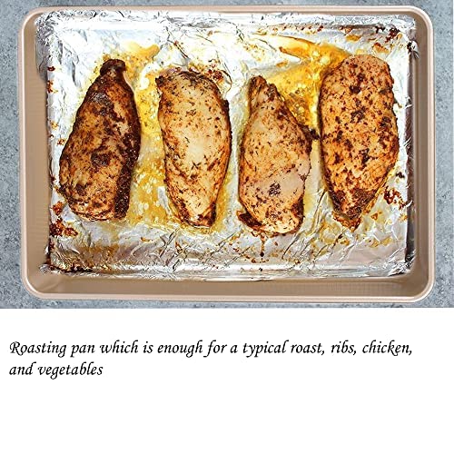 Kitcom Nonstick Bakeware Sets Textured 6-Piece With Cookie Sheet Set, Roasting Pan, Round Cake Pan, Loaf Pan, Heavy Duty Carbon Steel Premium Baking Pans, Champagne Gold #TOP2