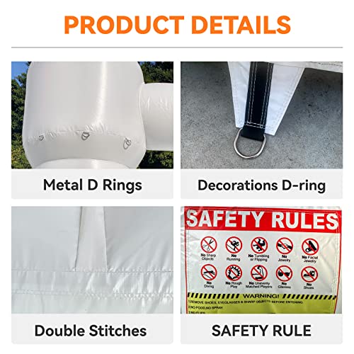 Inflatable White Bounce House Castle with Air Blower Wedding Bouncy Castle Jumping Bed for Weddings, Birthdays, Parties (Mini/8x10ft, White with Ball Pit) - Thumbnail 6