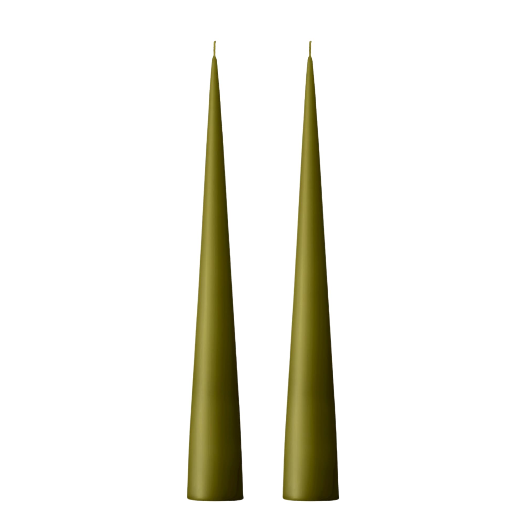 Ester & Erik Olive Green Cone Candles - Set Of 2 In Giftbox - 25 Cm Tall Cone Candles With Cotton Wick - Made From 100% Fragrance-Free Unscented Pure Paraffin Wax - 13+ Hour Burn Time