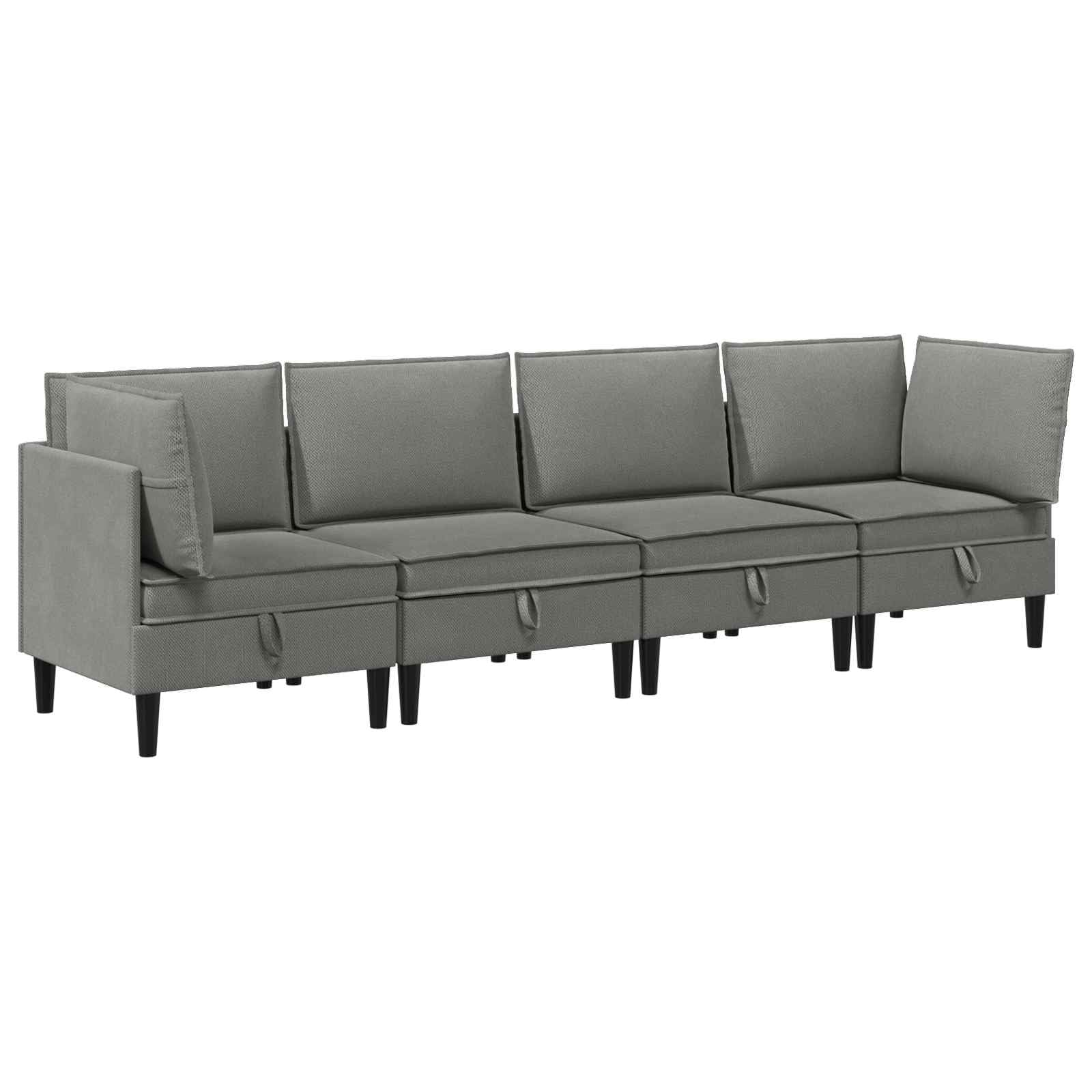 Juego de Muebles de salón 4 uds. Gris Oscuro Tela,67.6kg-3413804