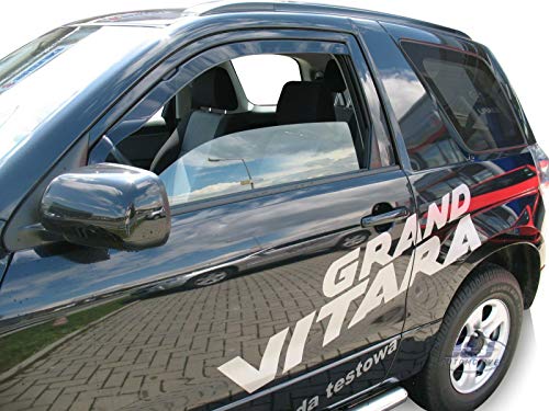 J&J AUTOMOTIVE Heko Déflecteurs d'air et de Vent pour Suzuki Grand Vitara 3P. Berline 2005-2015, Lot de 2pcs, Teintés, Avant et Arrière, Aérodynamique